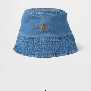 GAP Light Blue Denim Baby Bucket Hat with Embroidered Tag